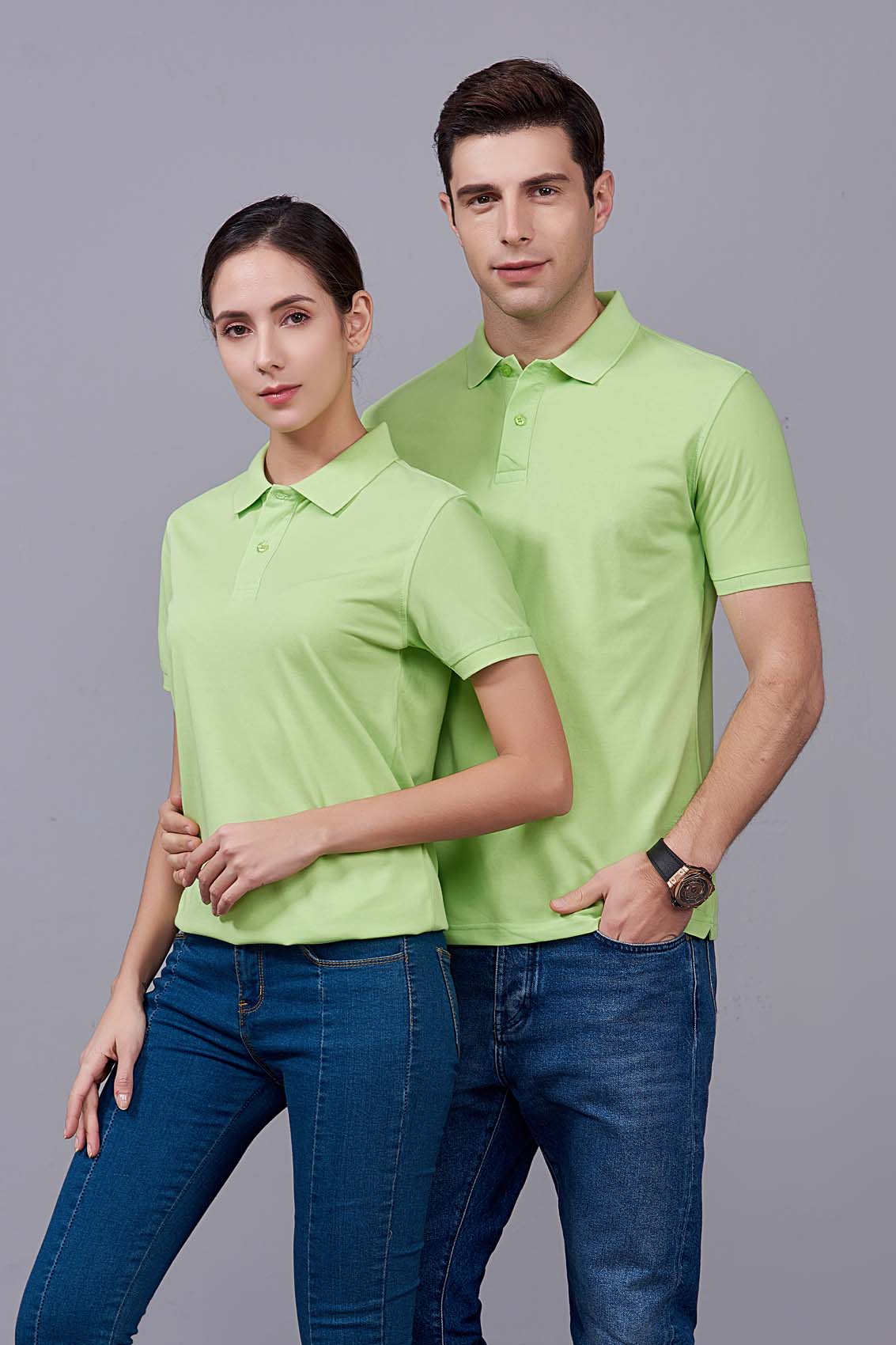 夏季男女通款果绿色短袖Polo衫-MAD205gl