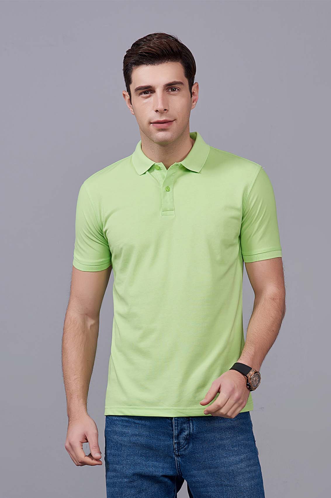 夏季男女通款果绿色短袖Polo衫-MAD205gl