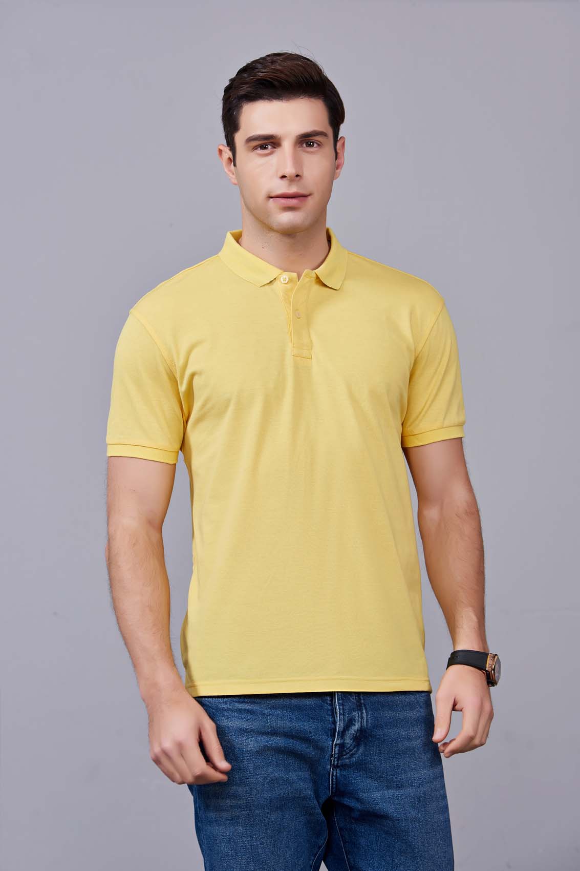 夏季男士黄色短袖休闲T恤衫-MAD205hs