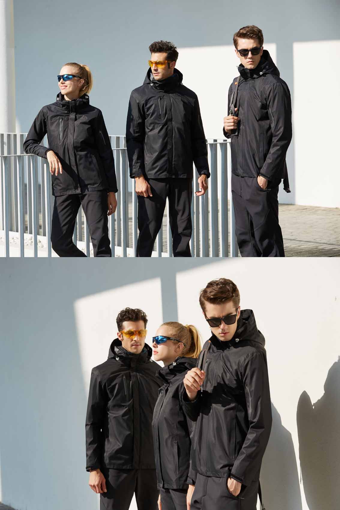 春秋季节黑色男女同款冲锋衣上衣外套#798