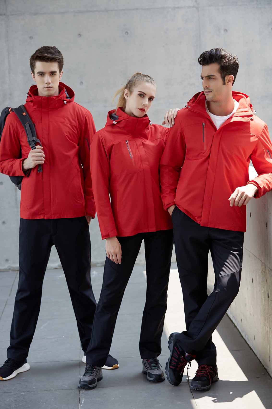 春秋季节红色男女同款冲锋衣上衣外套#798