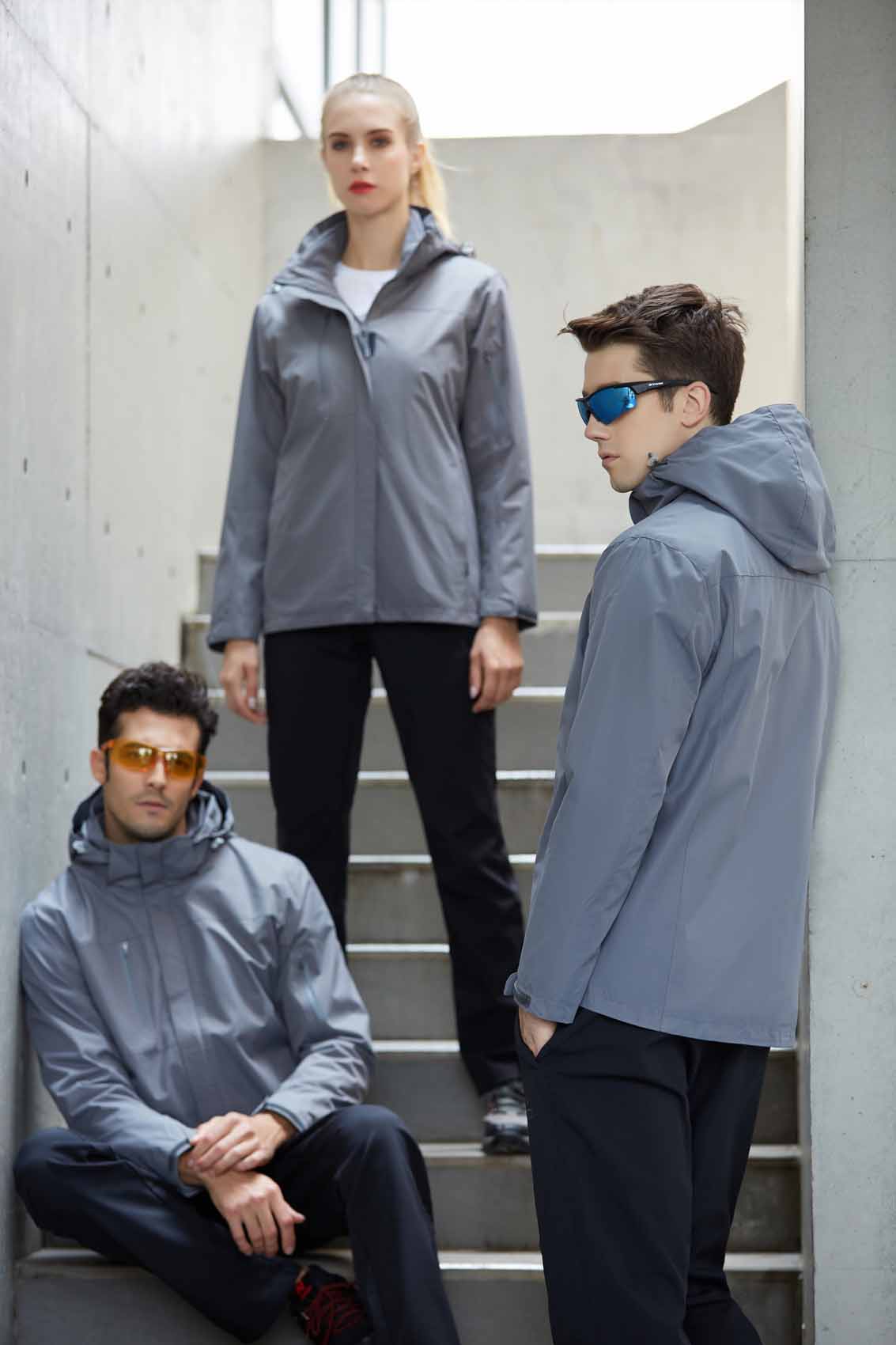 春秋季节灰色男女同款冲锋衣上衣外套#798