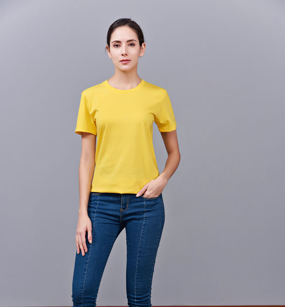 夏季黄色男女同款纯棉圆领半袖文化衫-MAD007#